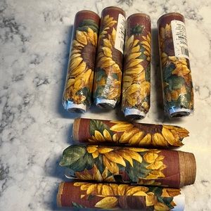 Decorative SUNFLOWER WALLPAPER BORDER FOUR brand new rolls of 5 yards each.